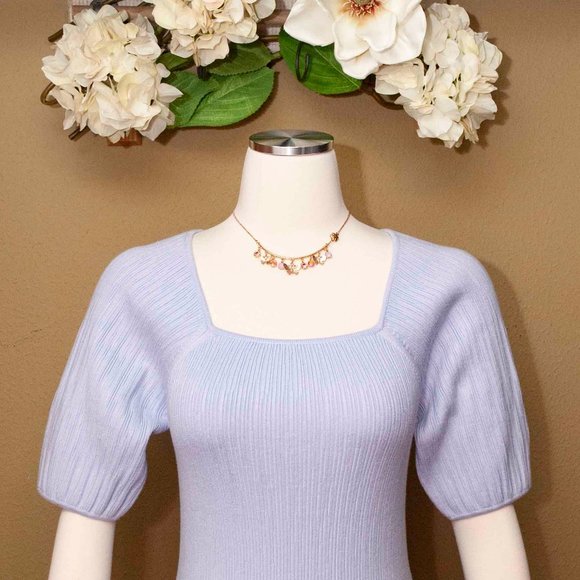 NWT J. Crew Square Neck Sweater w/Blouson Sleeves - color Soft Wisteria … - Picture 2 of 9